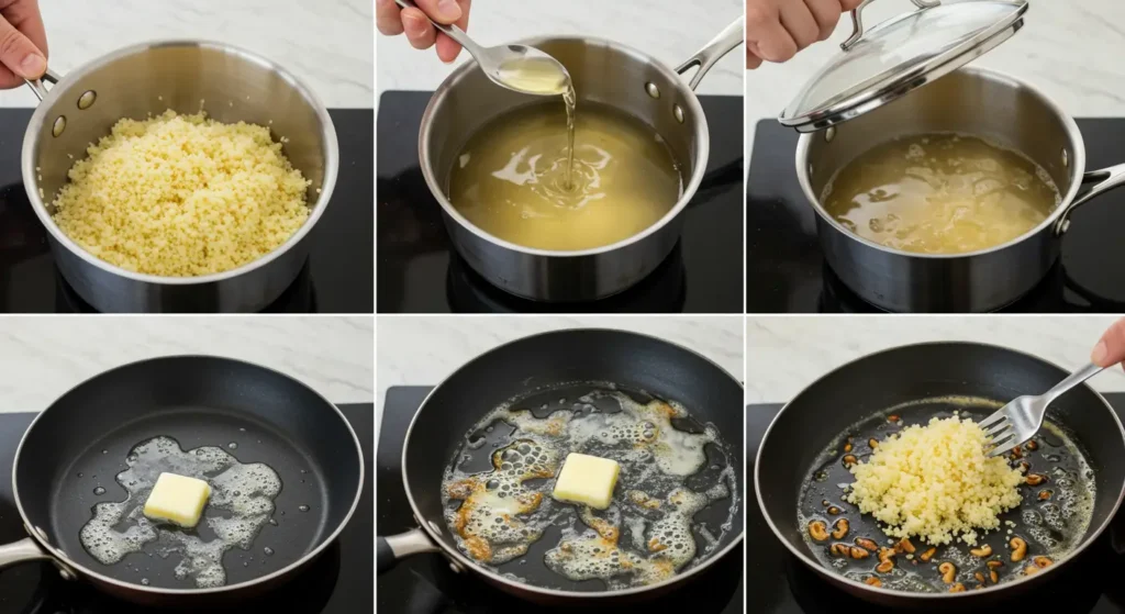 Moroccan brown butter couscous recipe with golden , warm spices