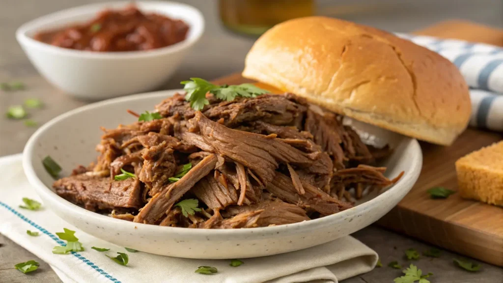 shredded beef made in a slow cooker