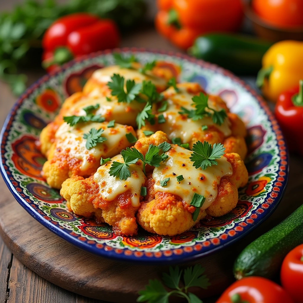 Moroccan cheesy baked cauliflower