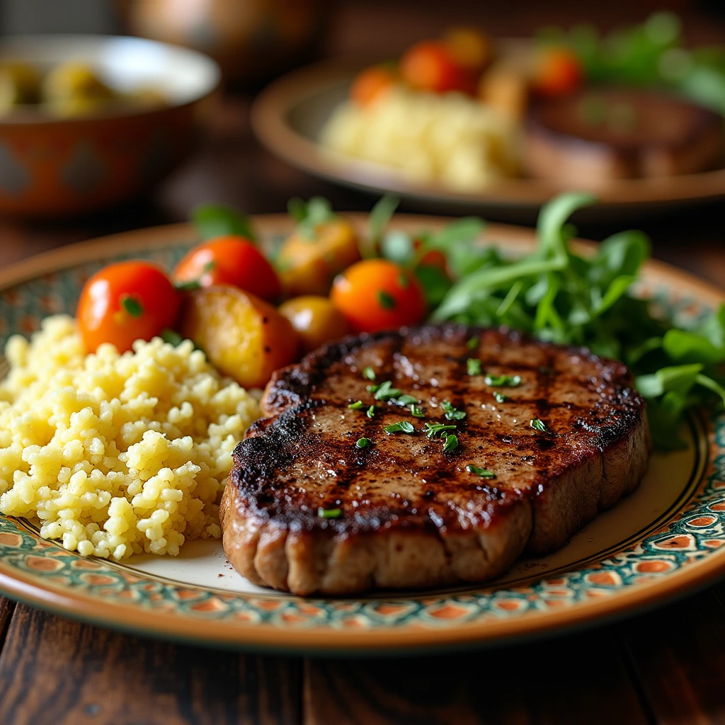 Indulge in a flavorful Butter Garlic Beef Steak with rich Moroccan spices