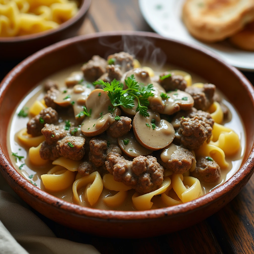 ground beef stroganoff with cream of mushroom soup