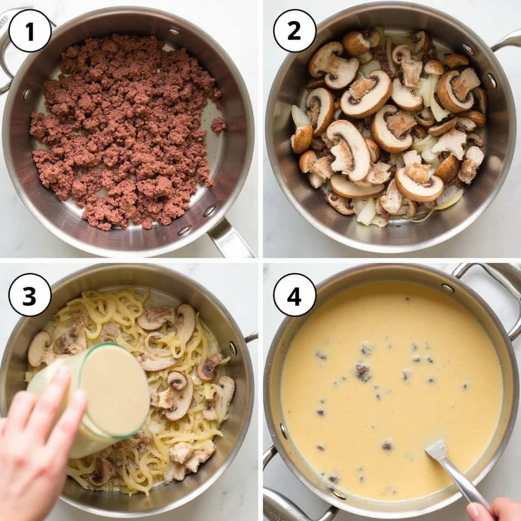 ground beef stroganoff with cream of mushroom soup