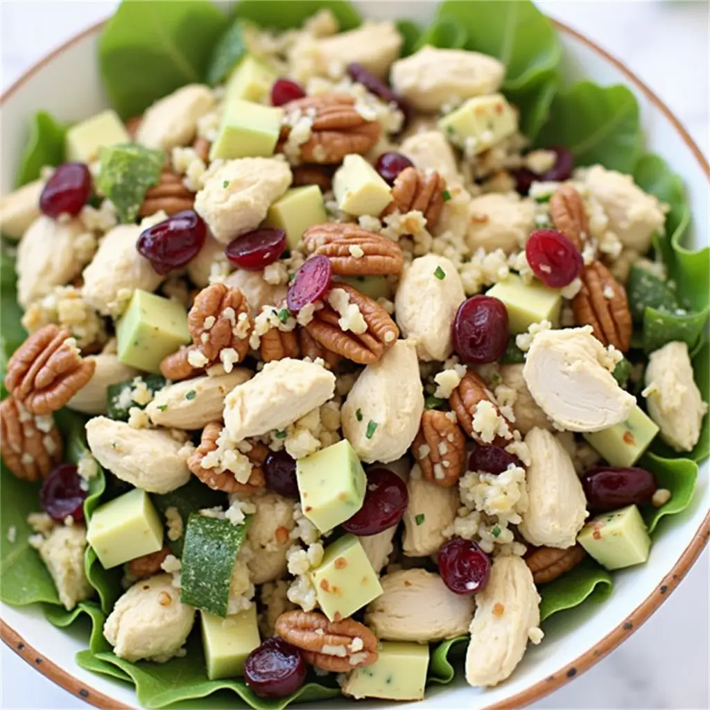 cranberry pecan chicken salad with a Moroccan twist. Perfect for lunch or dinner, this salad is full of flavor