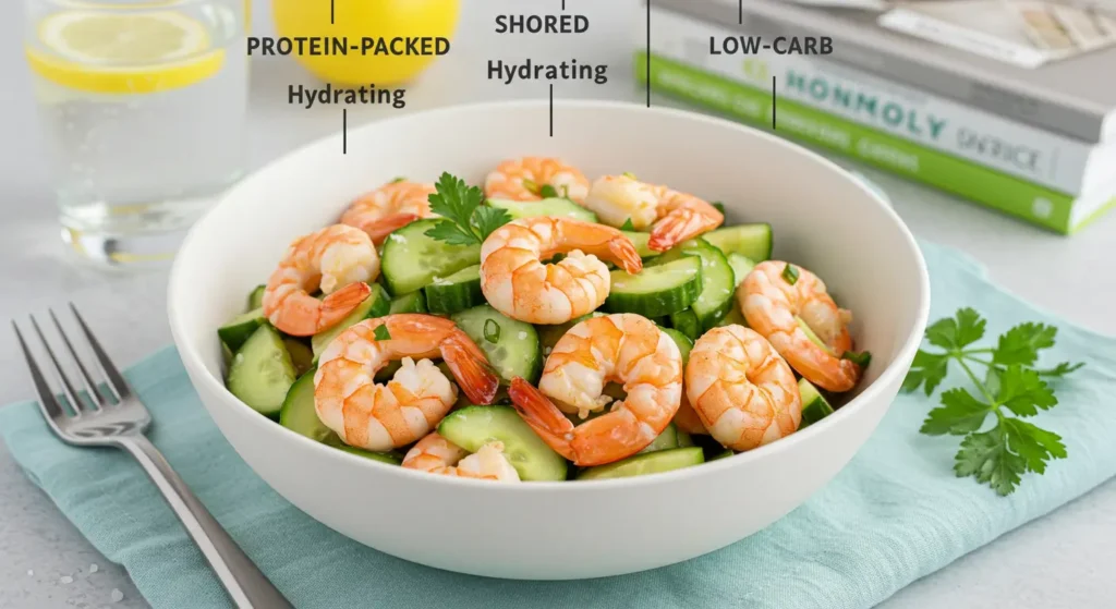 Shrimp Cucumber Salad packed with Moroccan flavors—light, healthy