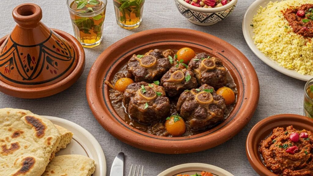 Braised Oxtail Recipe with Moroccan flavors, tender meat