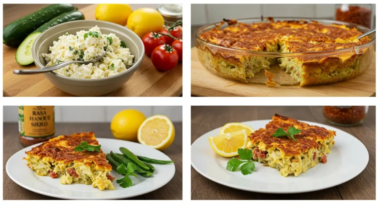 Serving ideas for Ground Turkey Broccoli Cauliflower Casserole with herbs, feta, lemon, and Moroccan seasoning