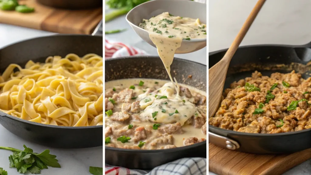 Creamy ground turkey noodle bake